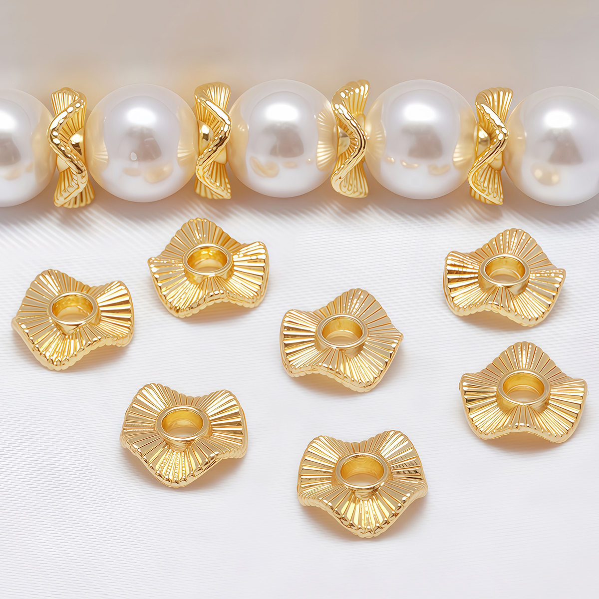 10/20 шт. плоские круглые металлические бусины-разделители в стиле барокко, волнистые бусины, позолоченные 6, 8, 10 мм для ожерелья, серег, браслета, ювелирных аксессуаров