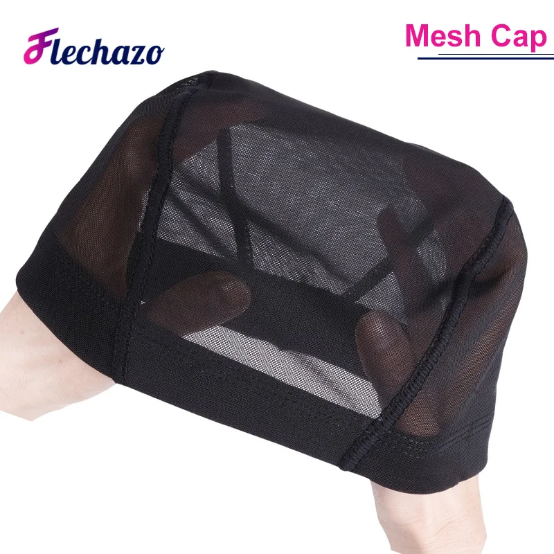 Gorro de peluca de cúpula duradero para mujer, gorro de malla transpirable para hacer pelucas, gorro tejido negro, gorros de peluca elásticos para mujer S M L, 5 uds.