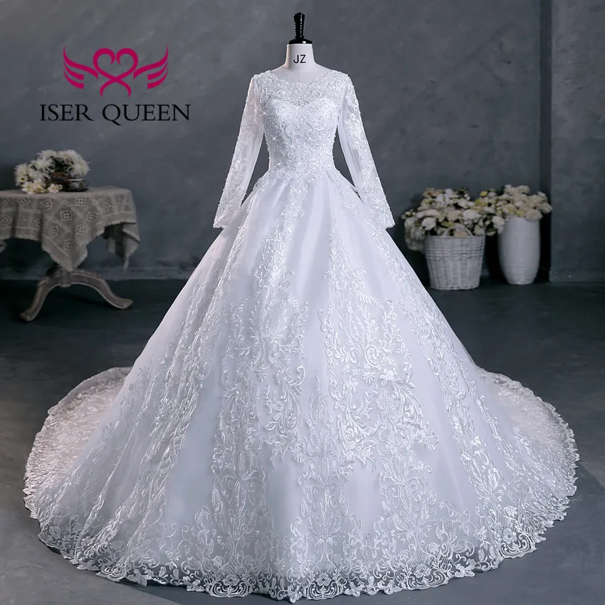 Abiti da sposa graziosi con applicazioni in pizzo a maniche lunghe personalizzati 2025 Nuovo abito da ballo taglie forti Abito da sposa principessa elegante WX0301