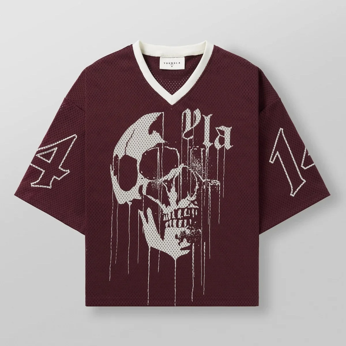 Youngla-メンズ特大Tシャツ,アメリカのファッションブランド,プリント,大きなメッシュ,通気性,速乾性,スポーツ,フィットネス