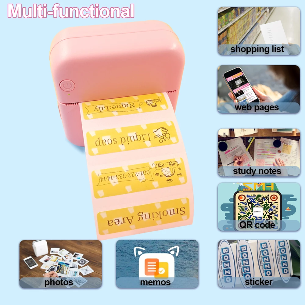 Draagbare Mini Thermische Printer Draadloos BT 203 dpi Foto Label Memo Verkeerde Vraag Afdrukken Papier USB Kabel Imprimante Draagbare