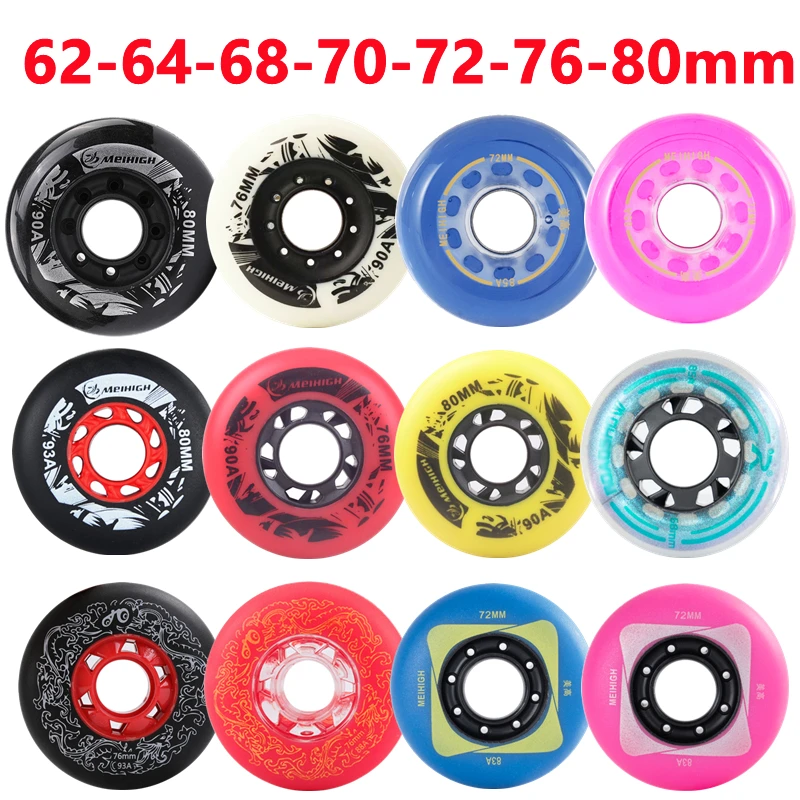 Roller Skate Wheel 62/64/68/70/72/76/80mm Inline Skates Rock Fancy Wheel PU Tyres Wear-resistant 83A/85A/90A/93A Bearing