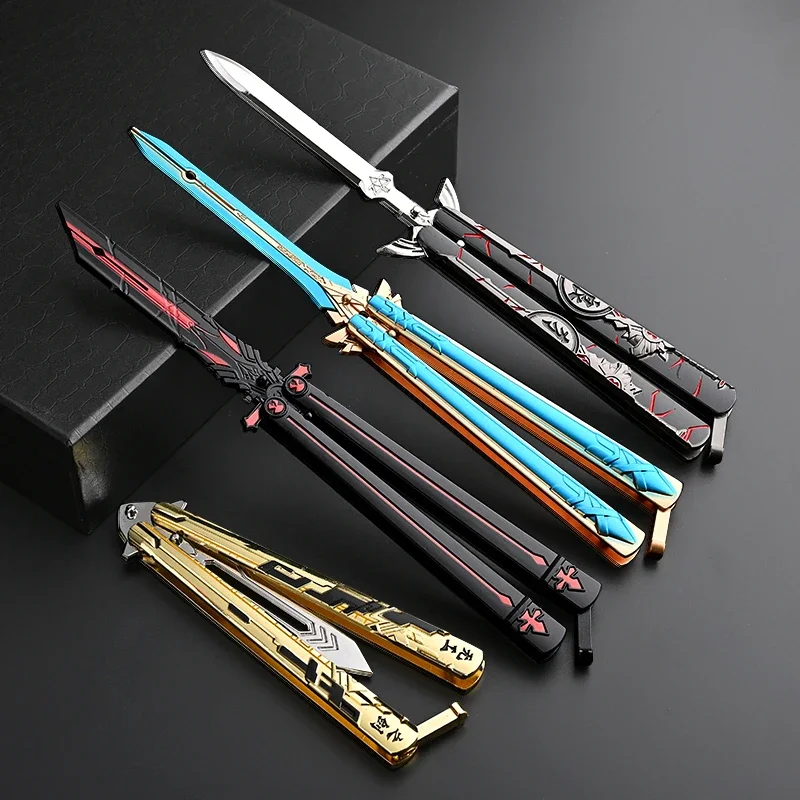 New 21 Styles Animation Butterfly Knife Is Folded and Uncut, and the Novice Boys Practice Throwing Alloy Weapon Models