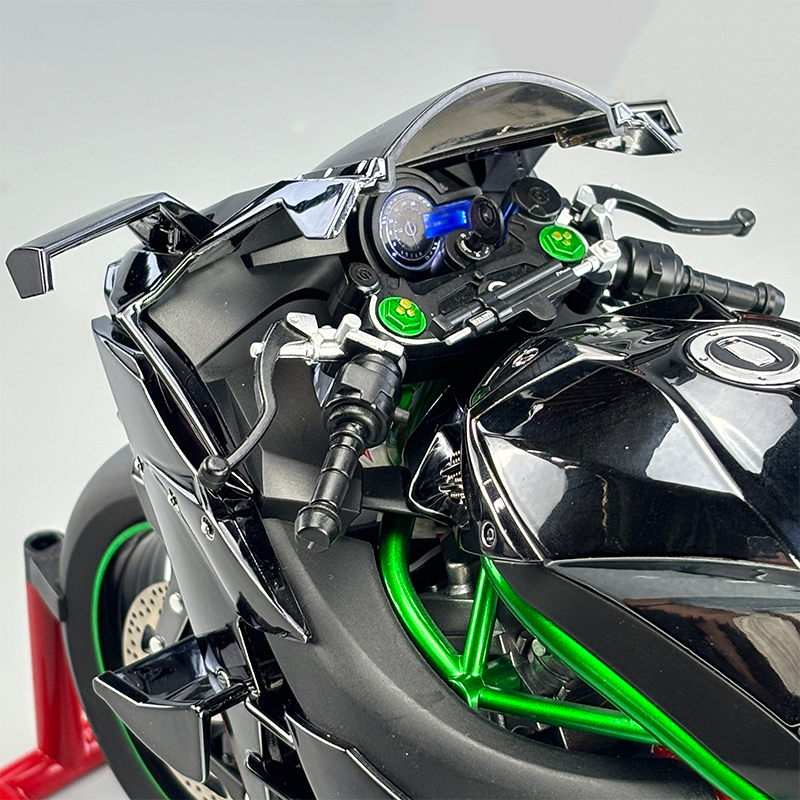 Large 1:6 Kawasaki H2R Spray Alloy Diecast Motorcycle Toy Bootable Dynamic Metal Model Sound Light Birthday Gift Hobby Collect O