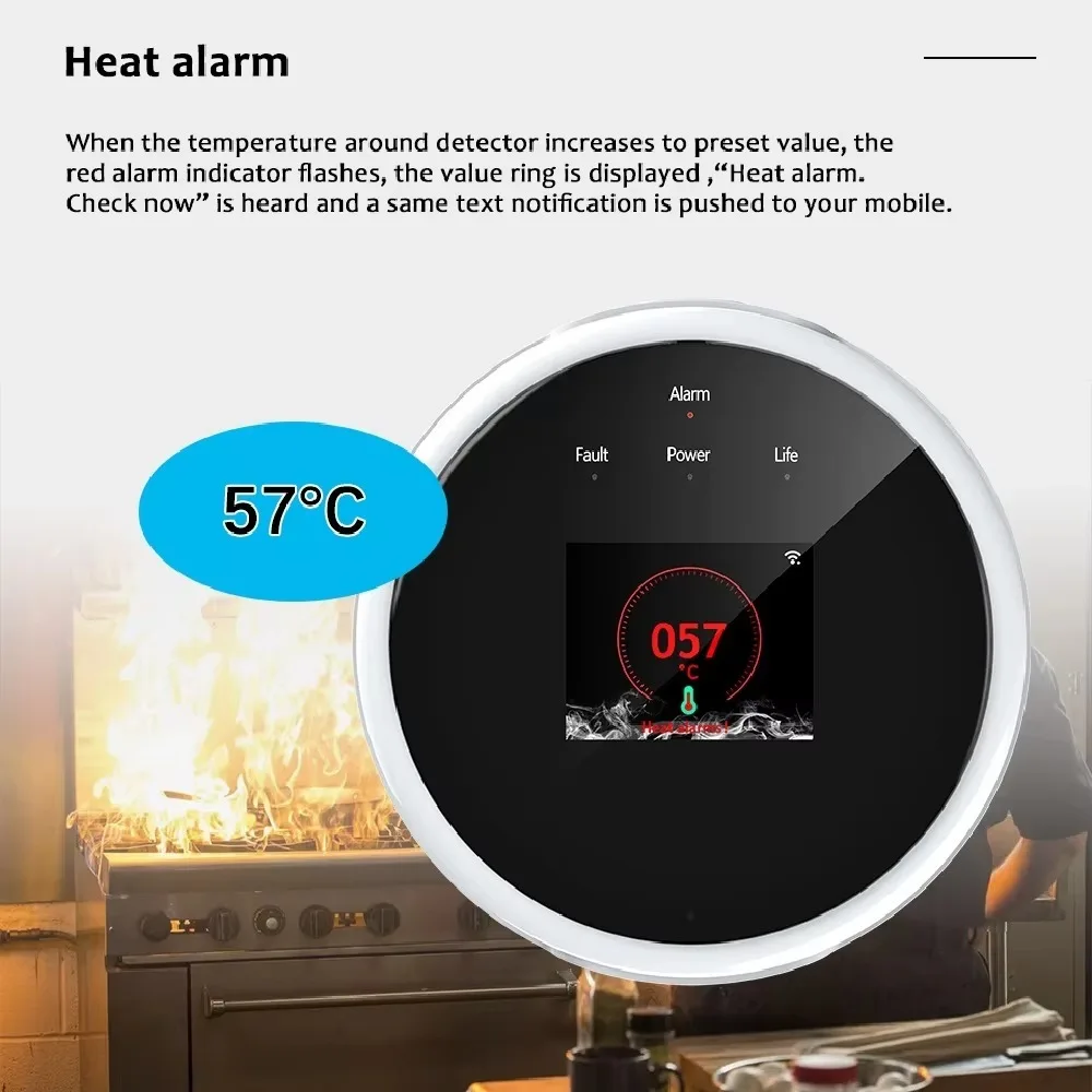 Intelligent Wifi Natural Gas Leakage Detector APP Control Digital LED Combustible Gas-Alarm Detector High Sensitivity US Plug
