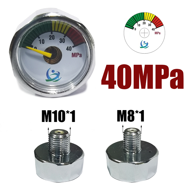 Mini manomètre de jauge 25mm 1 pouce, pompe à main, accessoires de Valve, régulateur de plongée M10 * 1 M8 * 1 5MPa 10MPa 20MPa 30MPa 40MPa