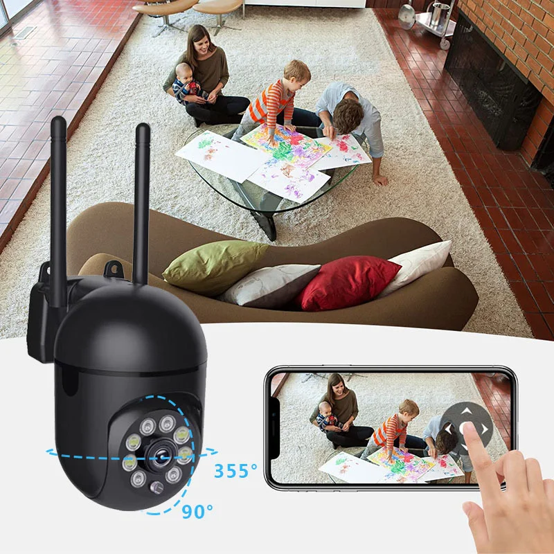 Telecamera WiFi per interni HD 2K stile "Minion": visione notturna, visualizzazione remota, montabile a parete per la sicurezza domestica
