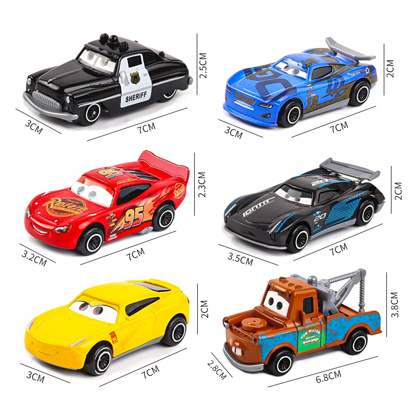 6-7szt Disney Pixar Car 3 2 1 Lightning Mcqueen Truck Mack Jackson Storm Diecast Metalowy samochód wyścigowy dinoco racer zestaw zabawek prezent dla chłopca