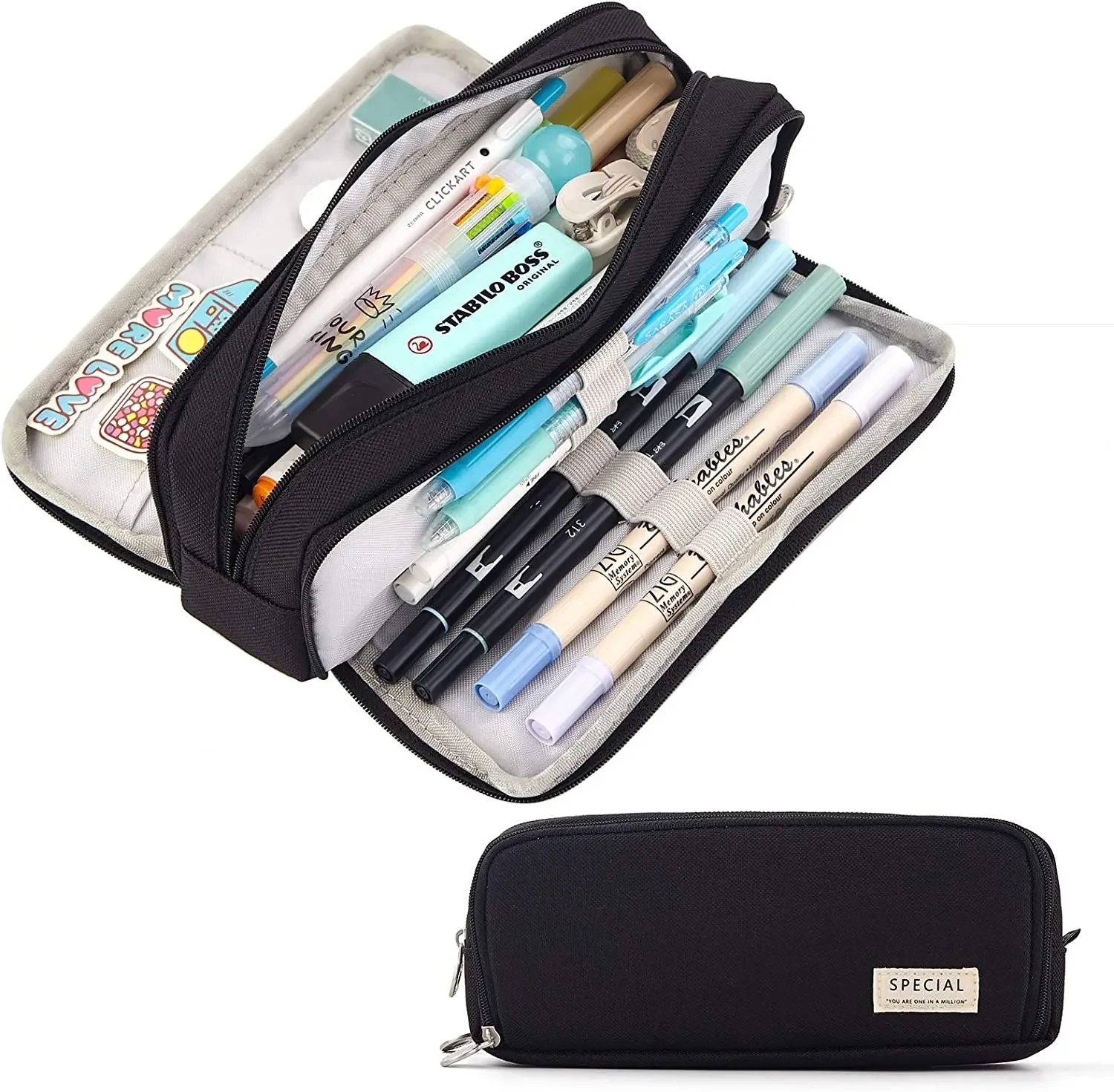 Estuche para lápices de gran capacidad, estuche para lápices estético, organizador de papelería de oficina, estuche para lápices multifuncional Simple y resistente