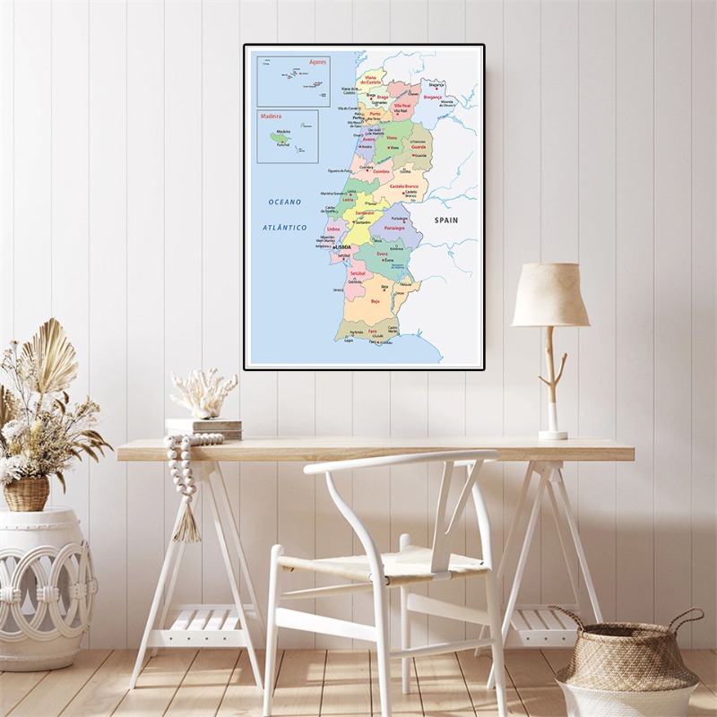 42*59cm w portugalskiej mapie dystrybucji portugalskiego płótna plakat artystyczny ściennego do malowania w szkole dostarcza dekoracji salonu