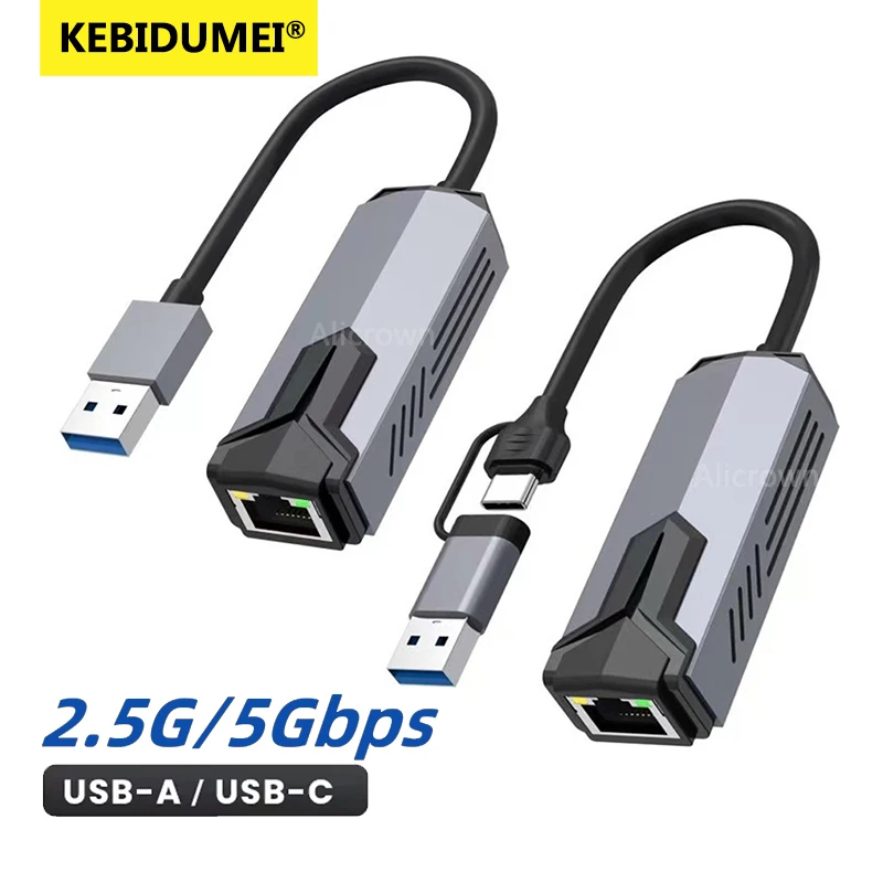 5Gbps Wired USB Network Card Adapter Type C to RJ45 LAN USB-C Ethernet Converter Hub for Laptops Win 11 Supports 5G/2.5G/1G/100M