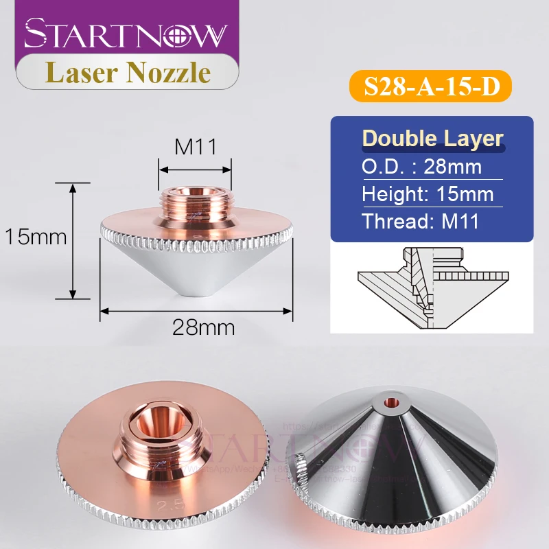 Startnow Cắt Laser Vòi Phun Đơn 2 Lớp Cho Precitec WSX Raytools CNC Sợi Laser Đầu Vòi Phun Cắt Máy Hàn