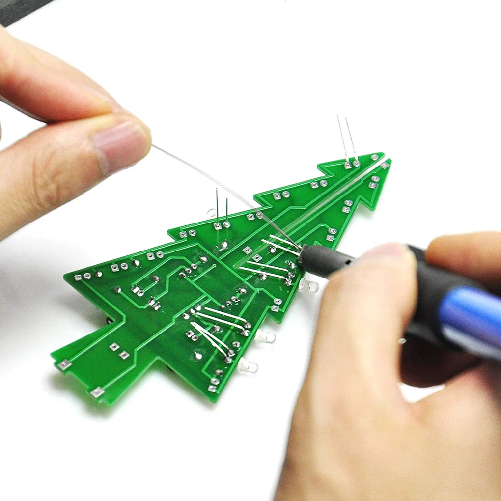Kit de Flash LED para árbol de Navidad, juego de aprendizaje electrónico 3D, accesorios de herramientas de soldadura PCB, 3 colores rojo/verde/amarillo