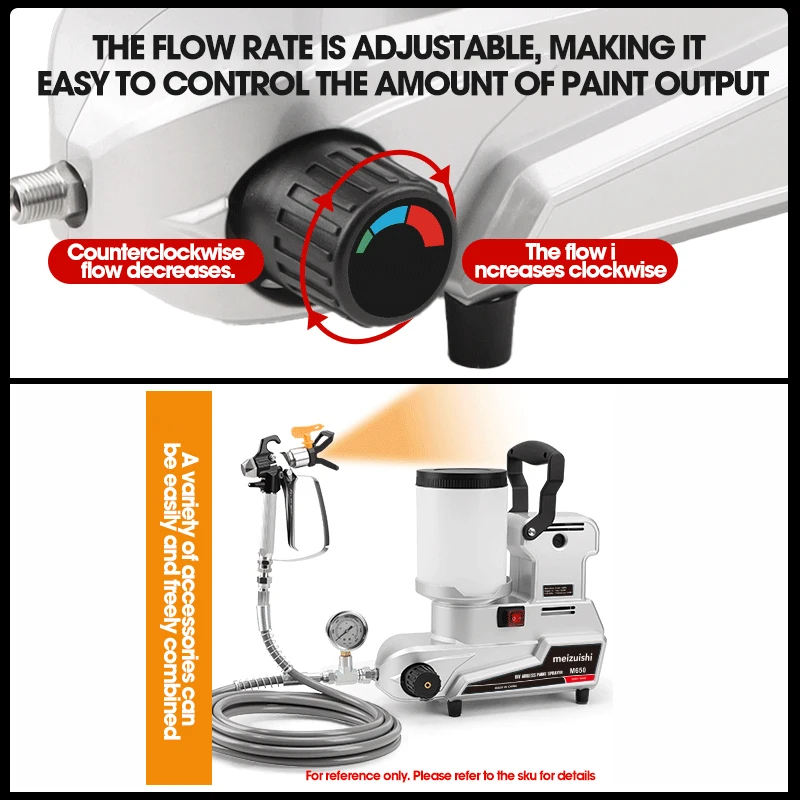 Pulverizador de pintura sin aire eléctrico de alta presión, nuevo pulverizador sin aire portátil multifuncional de 1600W, pintura de látex