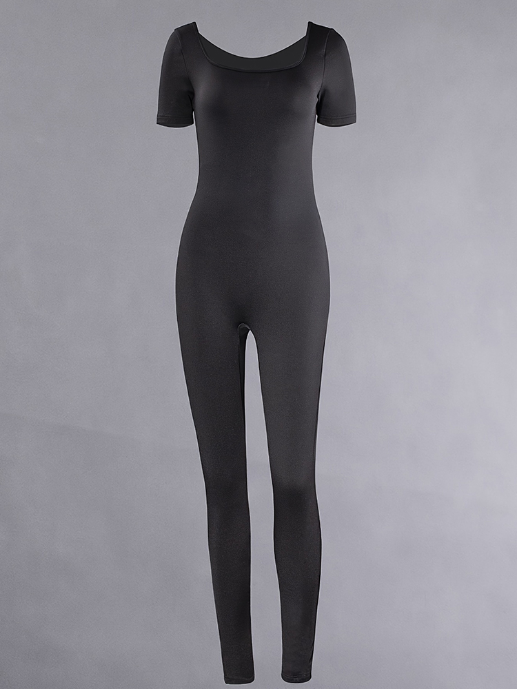 Dames rompertjes met korte mouwen, effen skinny bodycon jumpsuits, mode, sport, fitness, casual activiteit, streetwear overall