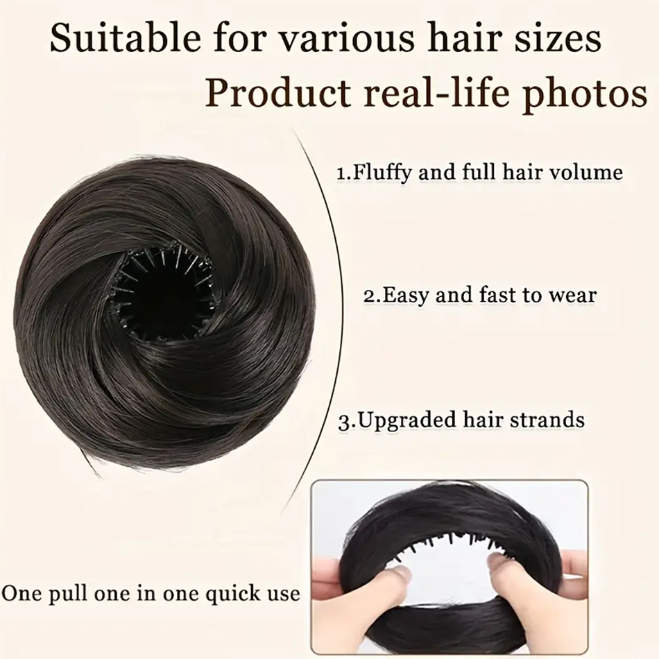 4 Inch Verstelbare Vogelnest Synthetisch Haar Broodje Met Krimpbare Haar Ring Bun Maker Elegante Vrouwen Magic Donut Opsteekkapsels Haarstukje