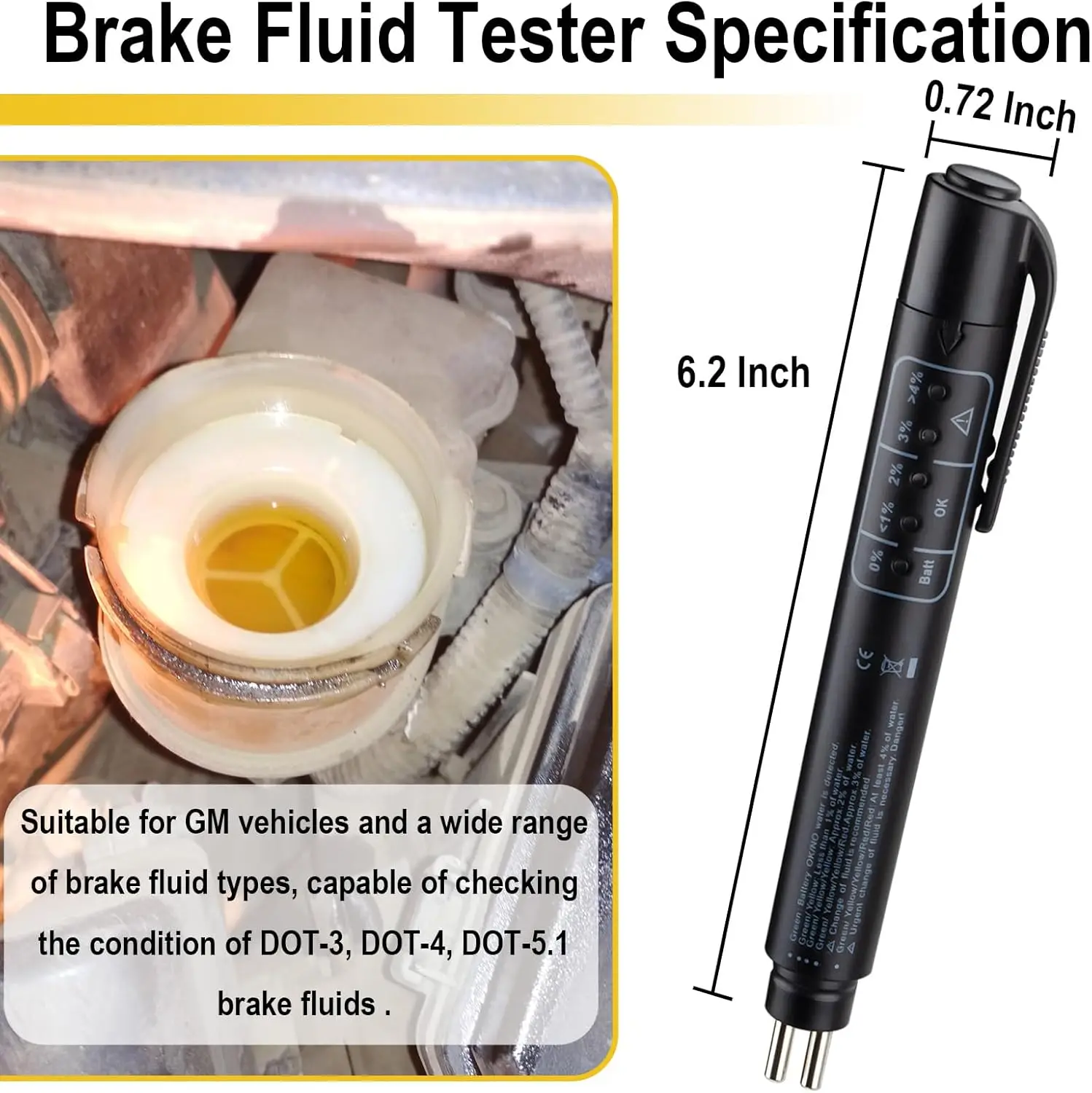 Probador de líquido de frenos, alta precisión, uso portátil, garantía de calidad de seguridad, Detector de aceite de frenos OBD2, pluma de prueba de aceite, 1 ud.