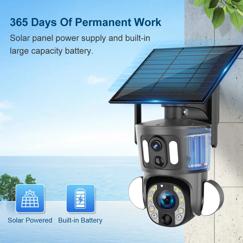 LS VISION 8MP 20X Zoom óptico pantalla Dual 4G Sim cámara Solar 4K WiFi PTZ doble PIR detección humanoide seguimiento automático cámara CCTV