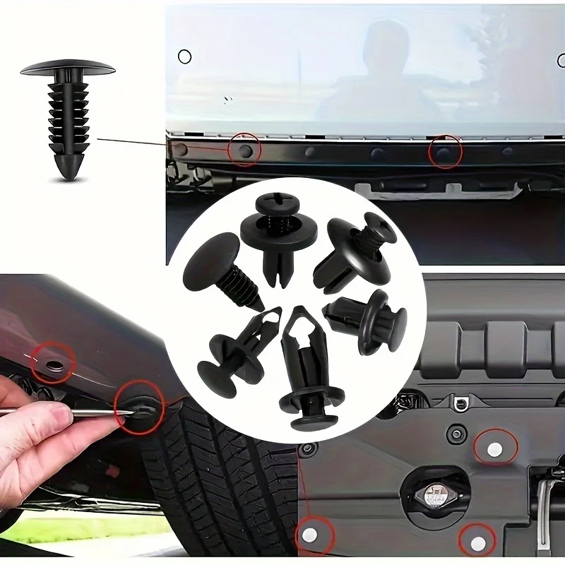 190pcs Car Retainer Clips 6 Size Plastic Fasteners Kit Auto Trim Panel Clip Mixed Car Body Bumper Rivet Set Replacement push pin