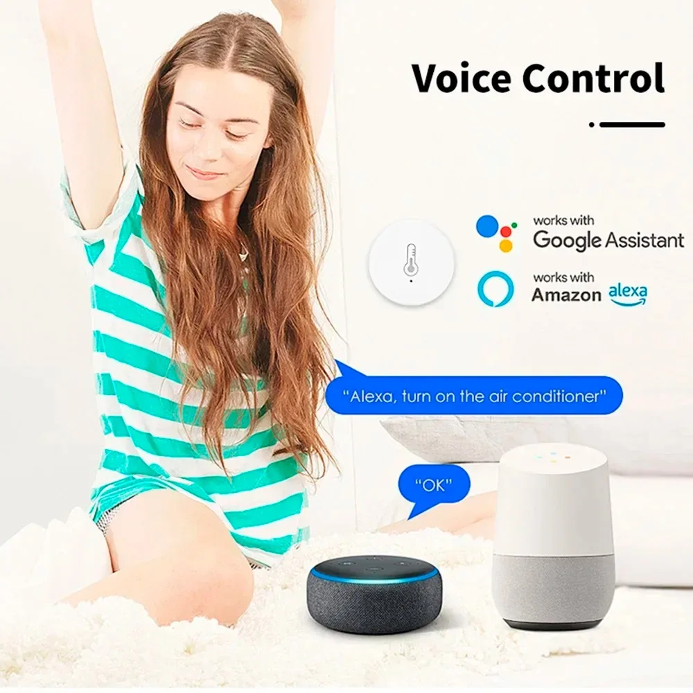 Sensor de temperatura y humedad en tiempo Real Tuya ZigBee, funciona con Alexa, Google Home, Smart Life/Tuya Smart App Control
