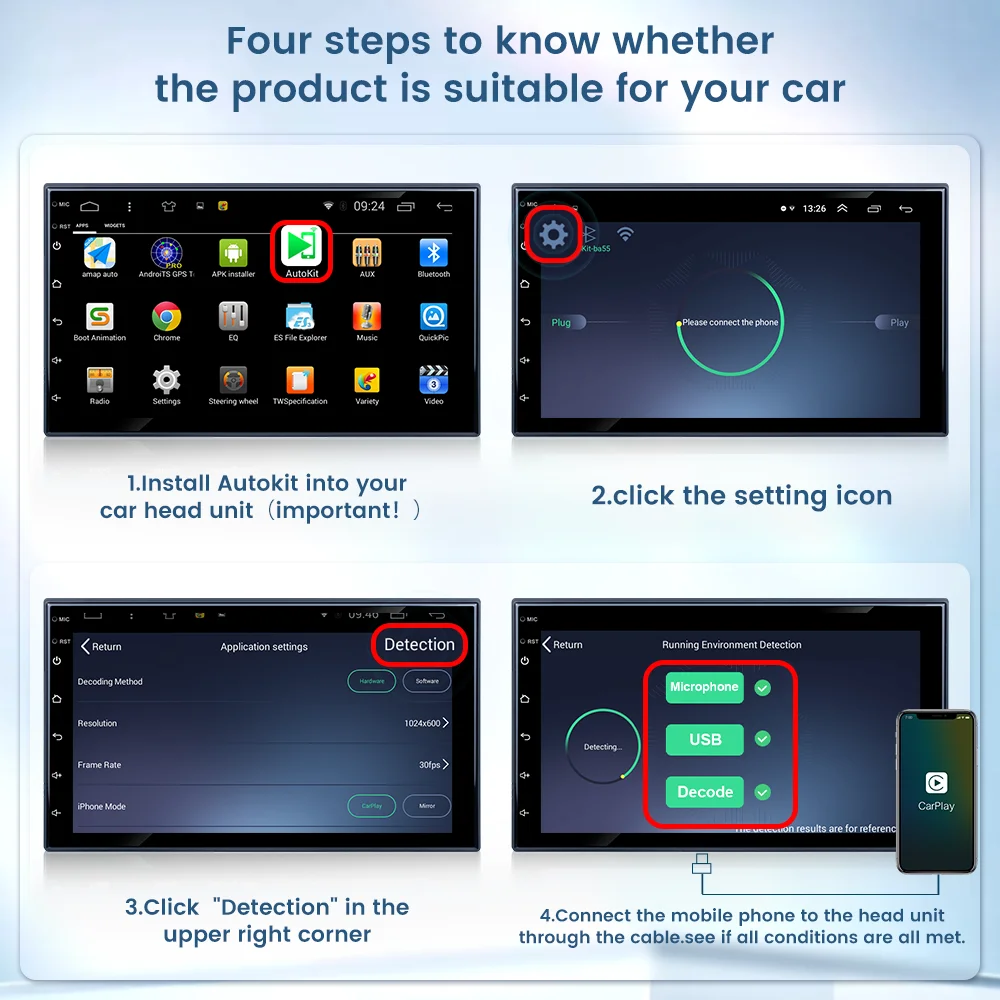Carlinkit Wireless Android Auto CarPlay Dongle Wired Screen Mirroring für Aftermarket Android Radio Smart Link Box