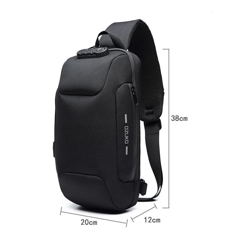 Ozuko multifuncional crossbody saco para homens anti-roubo ombro mensageiro sacos masculino à prova dwaterproof água curta viagem saco de peito ombro novo
