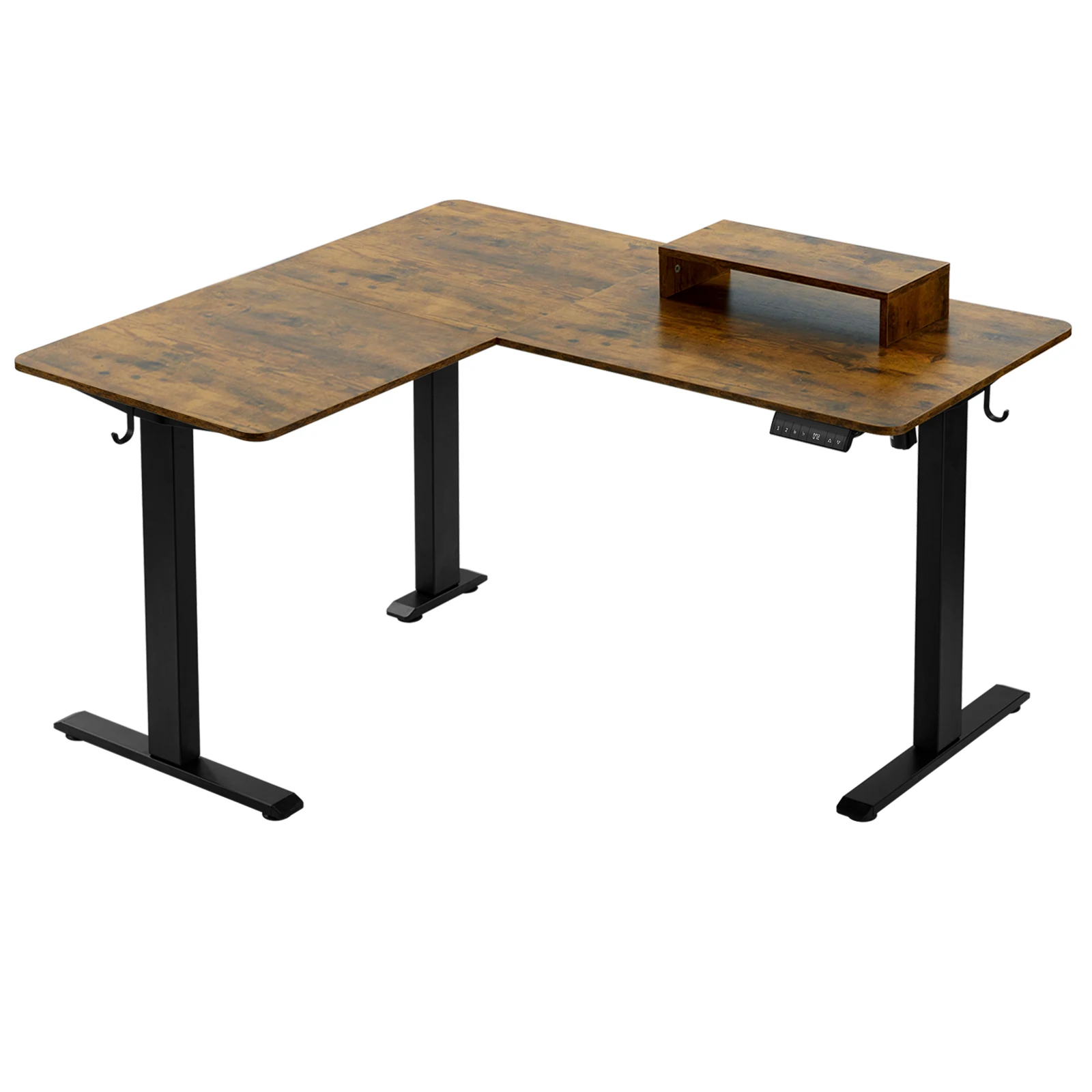 Tavolo angolare elettrico da scrivania Sit Stand a forma di L 140x120 cm Scrivania per computer regolabile in altezza con 4 controlli di memoria Supporto per monitor