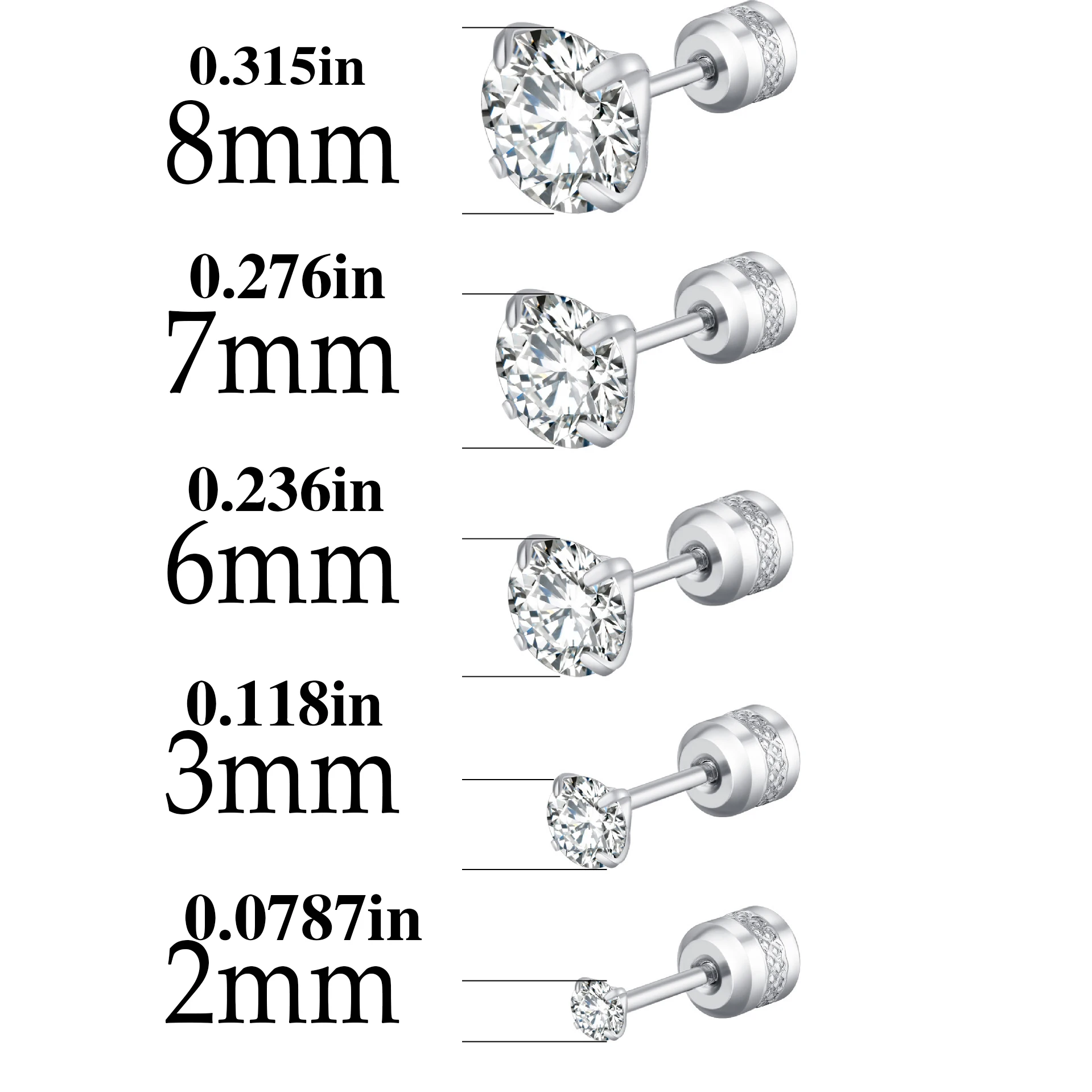 TOP Orecchini a bottone in acciaio al titanio a 4 colori per uomo Donna Vite con zirconi CZ Argento Nero Rosa Orecchino dorato Miglior regalo di gioielli