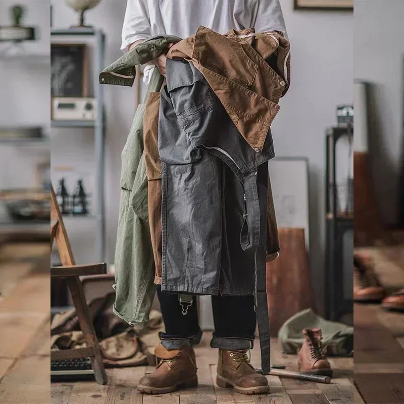Monos de algodón Retro americano, Baberos, mono holgado para lavar, tirantes para hombre, pantalones holgados de longitud completa para las cuatro estaciones