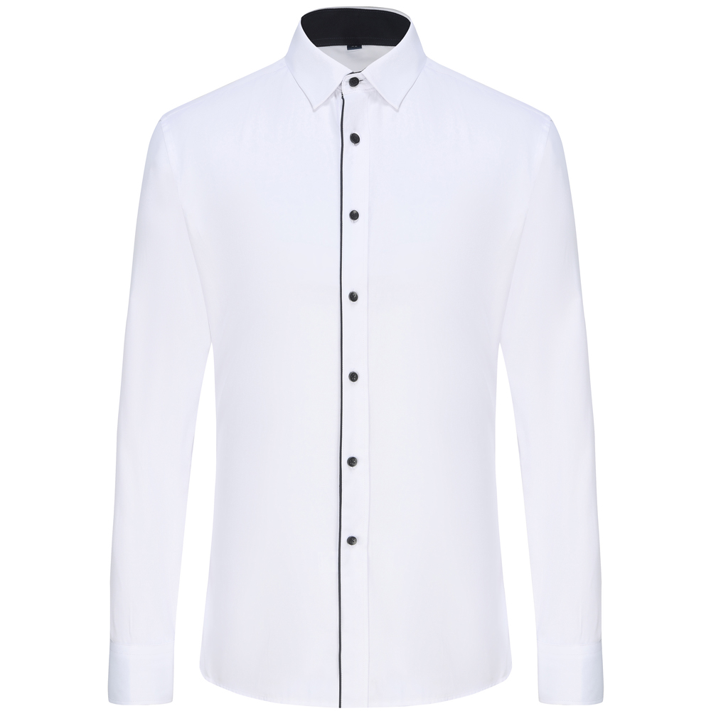 Camisa masculina semi-forma de manga comprida combinando com cores, confortável, ajuste regular, camisas clássicas com botões para atividades de negócios