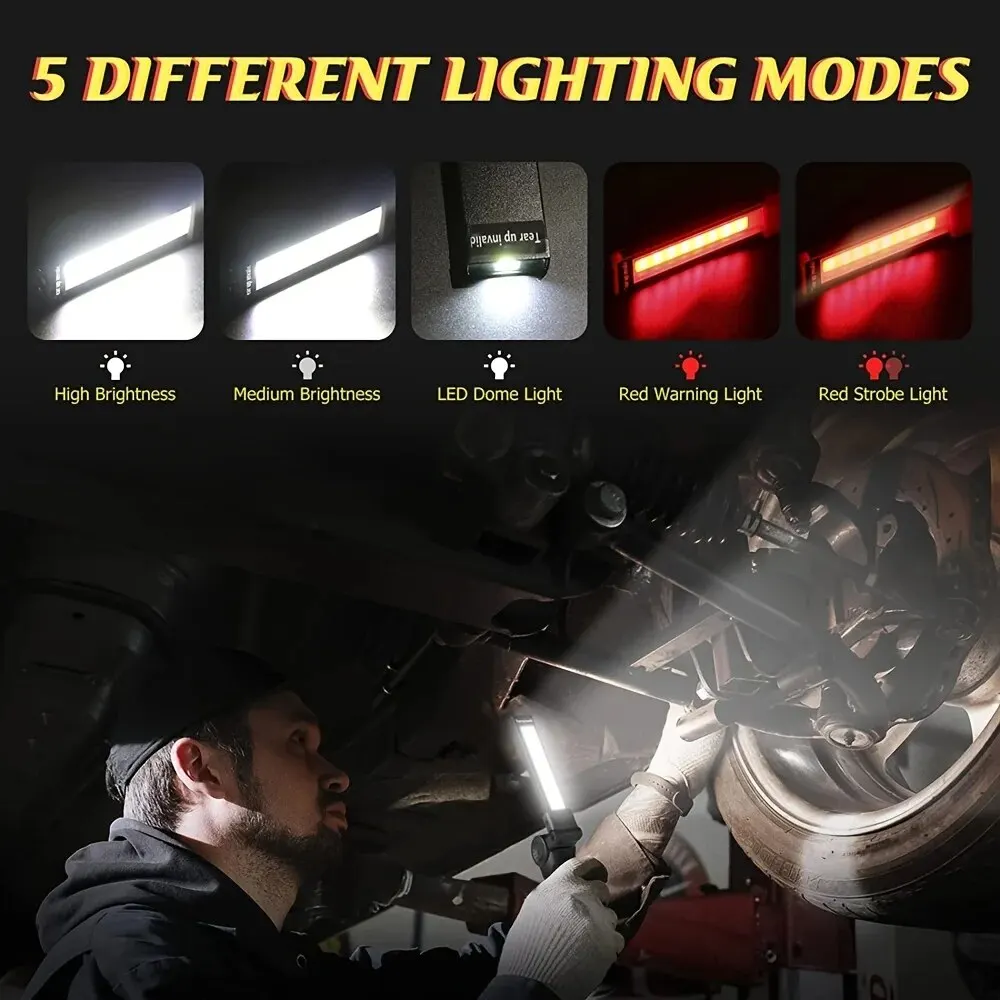 USB-Taschenlampe, wiederaufladbar, Taschenlampen-Werkzeug, Geschenke für Männer, LED-Arbeitsleuchte mit Magnetfuß, 5 Modi für Zuhause, Outdoor, Camping