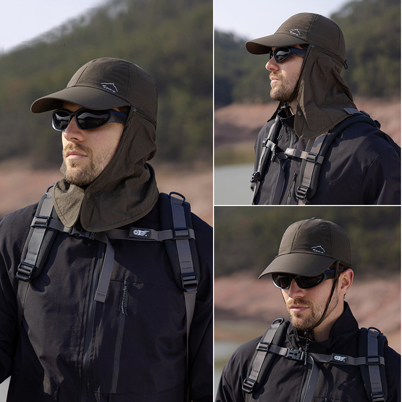 Szybkoschnące kapelusze przeciwsłoneczne dla mężczyzn kobiety odpinany szal ochrona szyi czapka z daszkiem dla dorosłych czapka z daszkiem na zewnątrz wiosenny letni kapelusz dla nastolatków