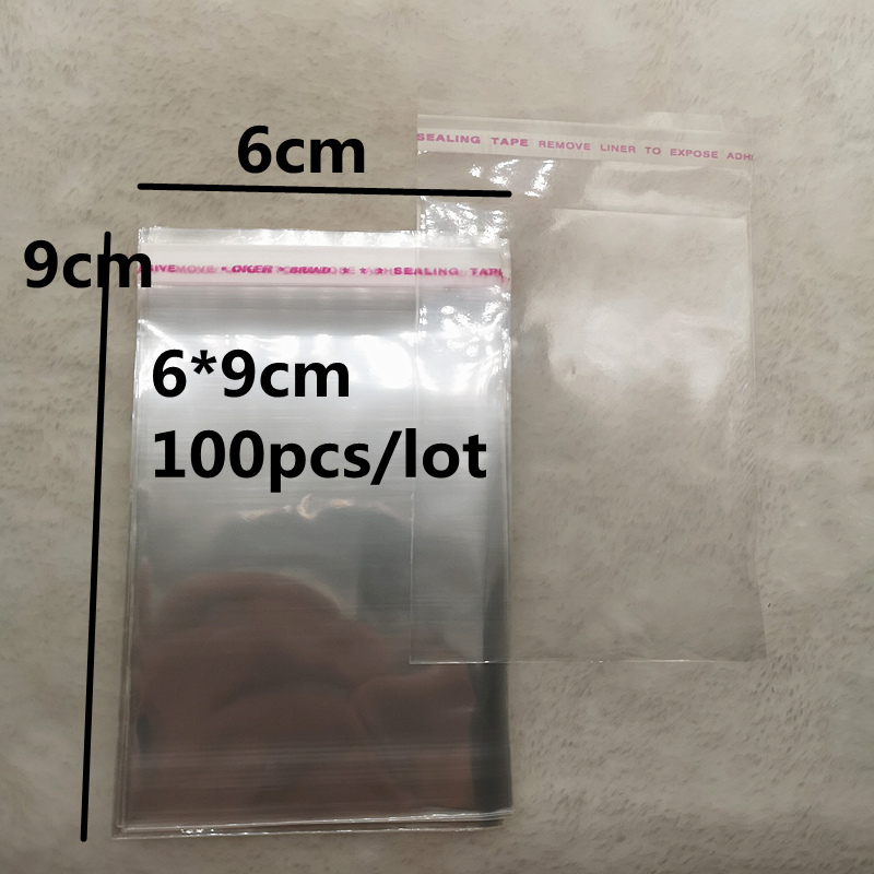 Bộ 100 6X9 Cm Có Thể Thu Hồi Lại Được Poly Túi Trong Suốt Túi OPP Túi Nhựa Tự Dính Cói Trang Sức Làm Túi