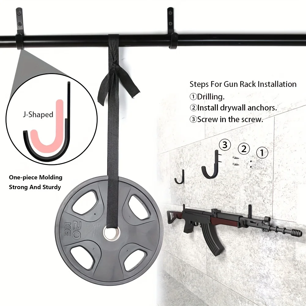 ปืน Rack เก็บปืนไรเฟิล Shotgun Hooks Wall Mount แขวนสําหรับปืนไรเฟิลปืนลูกซองธนูธนู Soft Padding และ Heavy