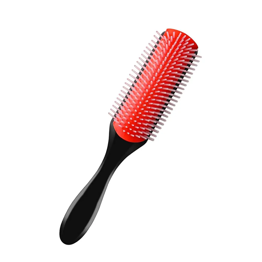 Spazzola per capelli districante a 9 file Spazzola per capelli districante Massaggiatore per cuoio capelluto Pettine dritto bagnato per donna Uomo Spazzola per capelli ricci da salone