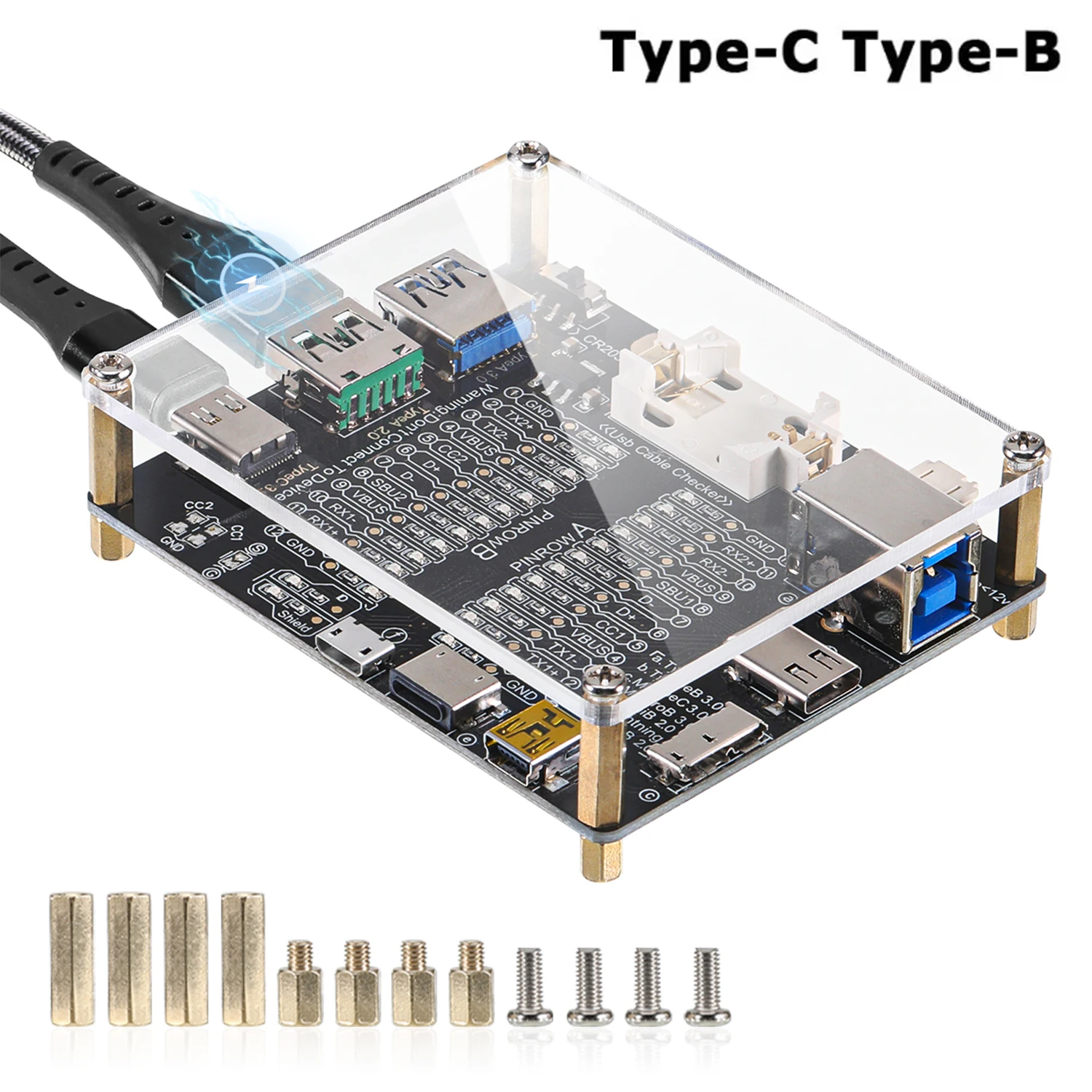 Probador de Cable USB tipo C tipo B, placa de prueba de interruptor de Micro cortocircuito, detección de análisis de Cable de datos para placa de prueba iOS y Android