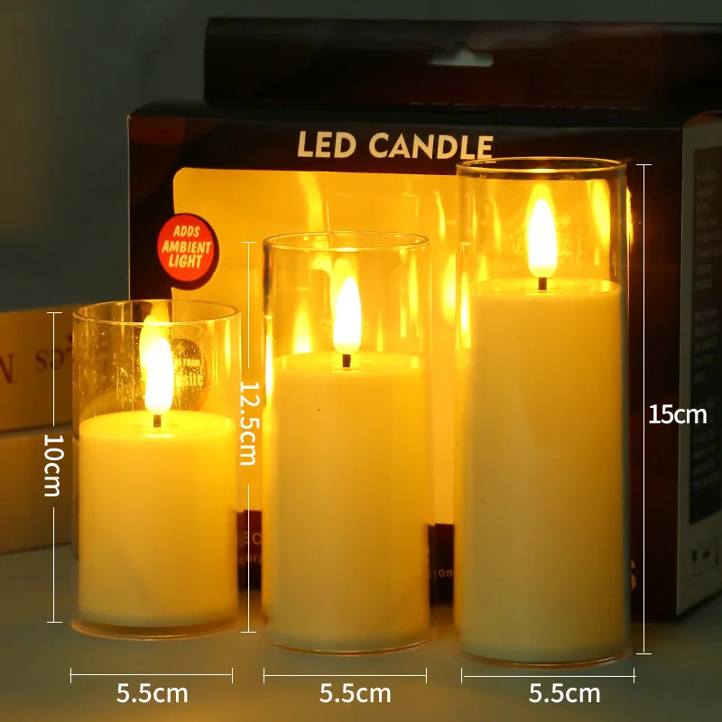 1/3/9Pcs Led Flammenlose Elektrische Kerzen Lampe Acryl Glas Batterie Flackern Gefälschte Teelicht Kerze Groß für hochzeit Weihnachten