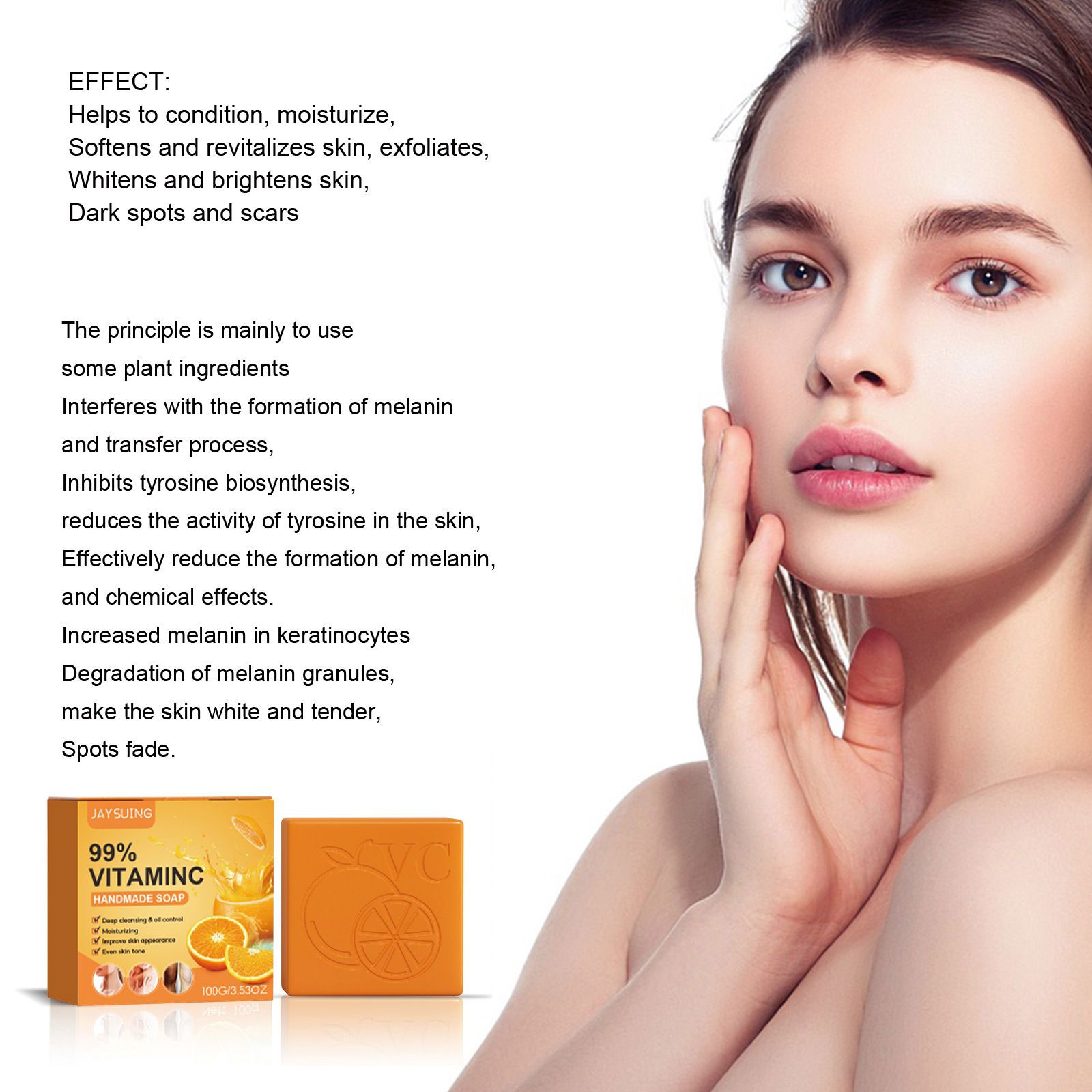 Jabón de limpieza Facial hecho a mano con vitamina C, brillo corporal, Control de aceite, suave, suave, hidratante, exfoliante, antiácaros