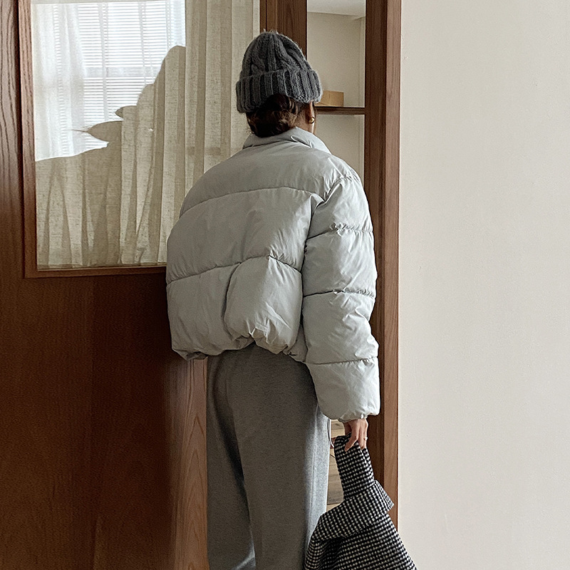 Jaket bantalan katun kasual wanita, jaket roti longgar versi Korea tebal kecil musim gugur musim dingin Super pendek