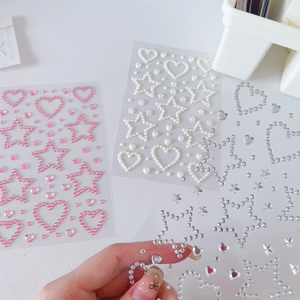 3D スターハートアクリルクリスタルステッカー子供 DIY 装飾自己粘着宝石工芸品キラキララインストーンステッカー女の子ギフト
