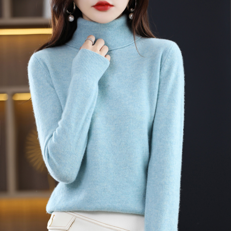 2022 Mùa Thu Và Mùa Đông Cashmere Áo Len Cao Cổ Của Phụ Nữ Đầu Cao Cổ Áo Len Của Phụ Nữ Áo Len Màu Rắn Kích Thước Lớn