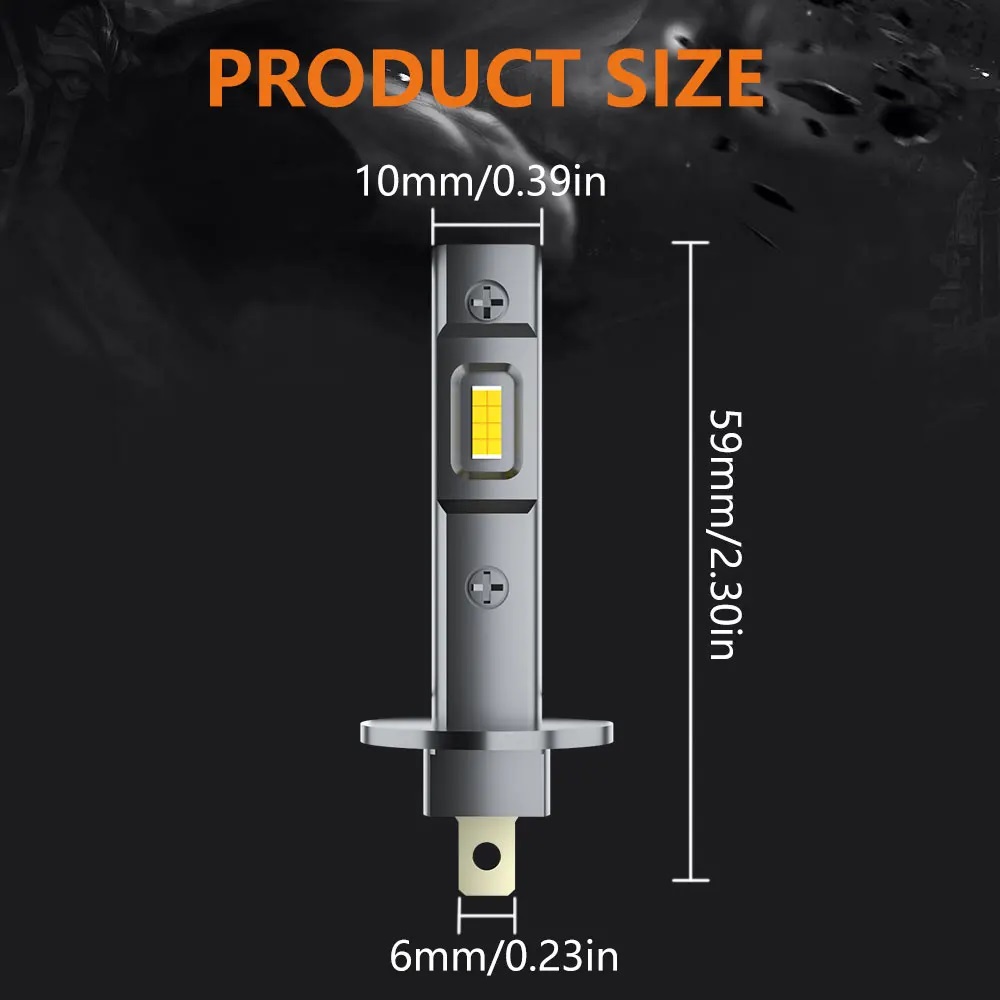 2Pcs H1 H3 LED H7 Bulb Headlight Lamps Mini 30000LM 6500K CSP Super Bright High Low Beam for Car Fog Lights 12V White Automobile