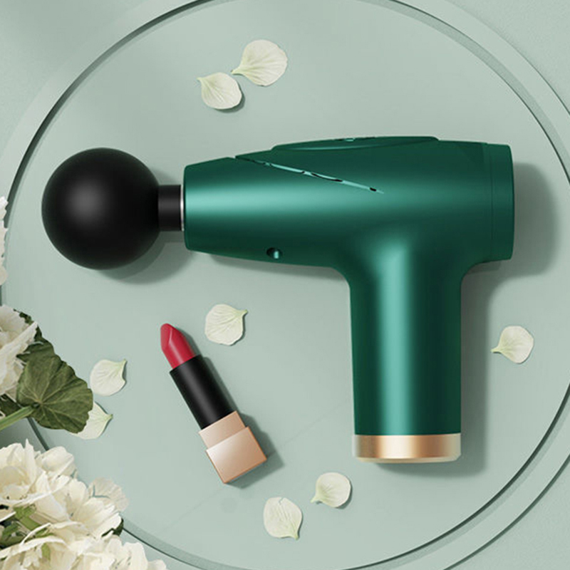 ปืนนวดกดจุดเล็ก4หัวสีดำอุปกรณ์นวดเพื่อผ่อนคลายกล้ามเนื้อเครื่องนวดหน้าแบบสั่นแบบพกพา