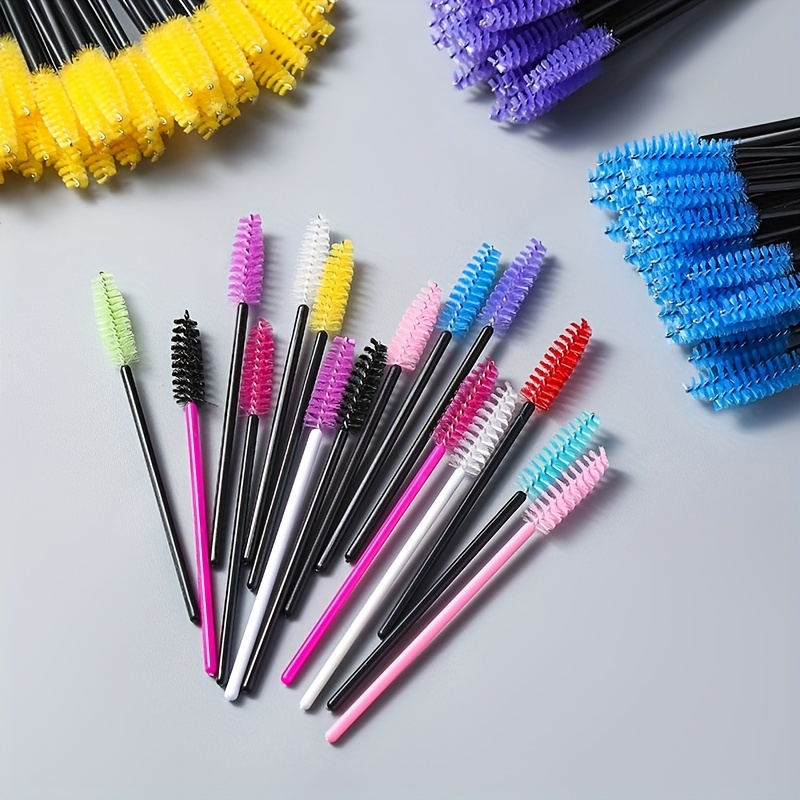 50pcs disposable eyelash brush, grafting eyelash, portable eyelash curler, eyelash comb, colored brush, eyelash full makeup brus