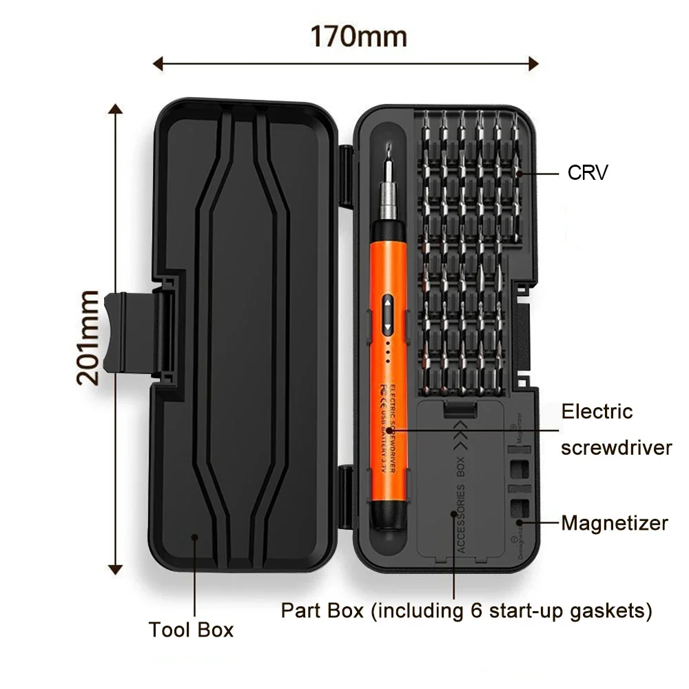 Präzisions-Elektroschrauber-Set, kabelloses wiederaufladbares Mini-Elektrowerkzeug mit 12 Bits für die Reparatur von Mobiltelefonen/PCs/Elektronik