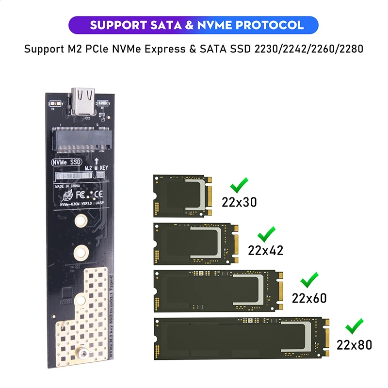 Корпус SSD с двумя протоколами M2 NVMe SATA NGFF M.2 SSD Box USB 3.1 10 Гбит/с для внешнего жесткого диска M/B+M Key M.2 SSD RTL9210B