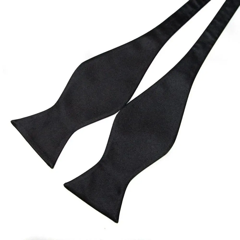 Self Bow Tie Men Adjustable Silk Satin Bowtie Solid Color Classic Business Neckwear Butterfly Wedding Party Suit Accessories Tie