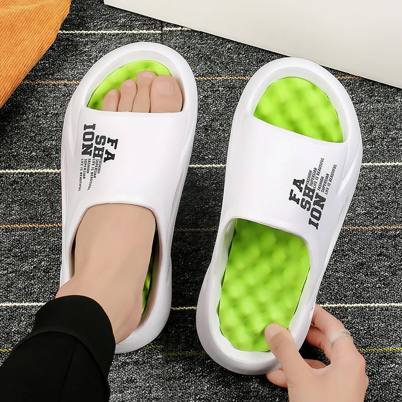 ฤดูร้อนใหม่ผู้ชายนวดรองเท้าแตะด้านในร่มกลางแจ้งรองเท้าแตะชายหาดรองเท้า Soft Sole สไลด์ผู้ชาย Flip-Flops รองเท้าแตะผู้ชาย