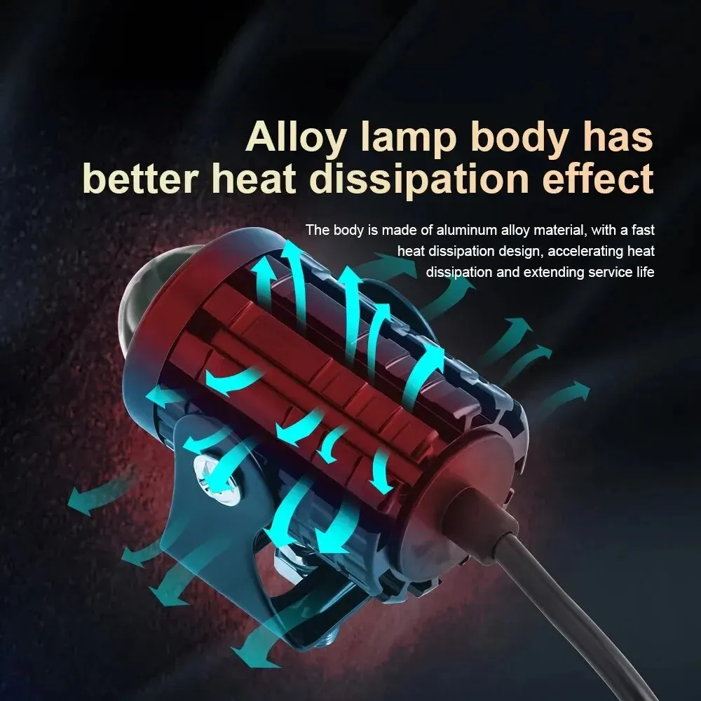 2 pezzi universale per moto faro a LED lente per proiettore doppio colore ATV scooter lampada di guida fendinebbia lampada faretto ausiliario