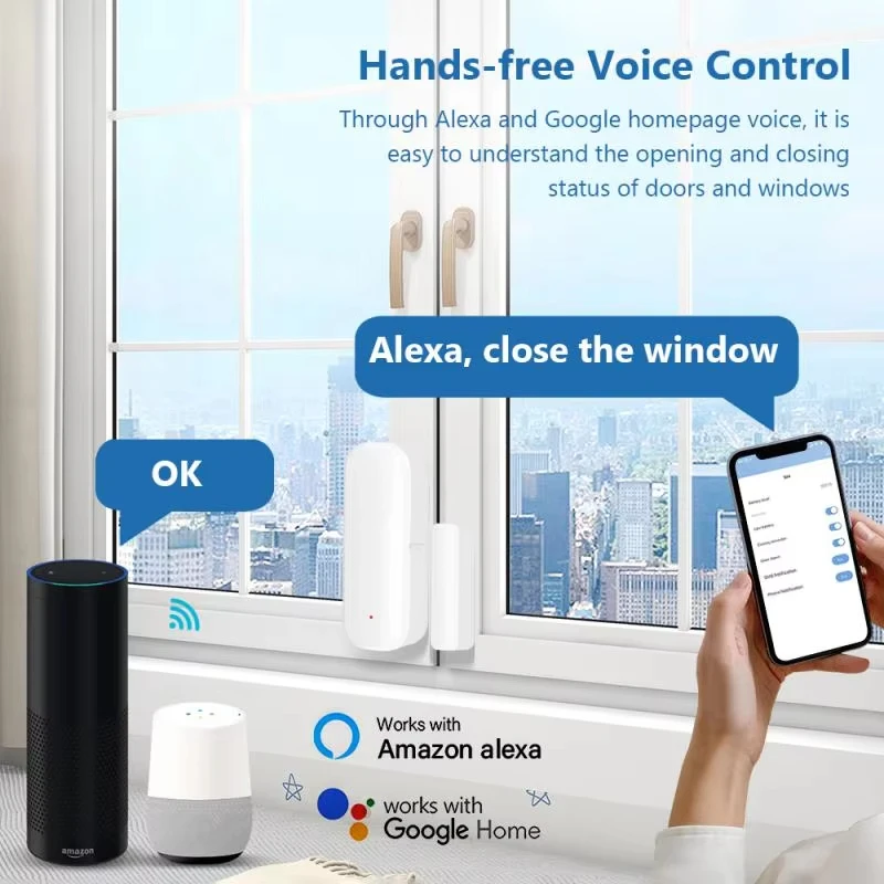 Tuya zigbee porta janela sensor detector de alarme magnético sem fio segurança em casa anti-roubo controle app funciona com alexa google